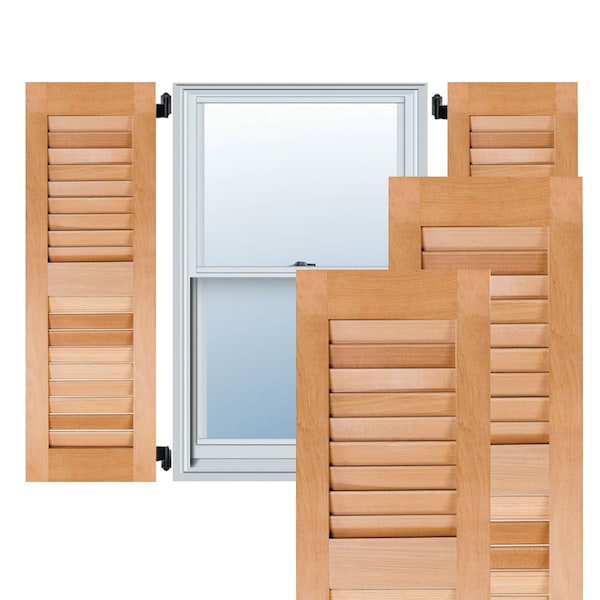 Ekena Millwork 12"W x 60"H Exterior Real Wood Pine Open Louvered Shutters, Unfinished PR RWL12X060UNP - main